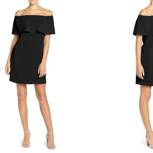 Charles Henry | Black Off the Shoulder Dress Med